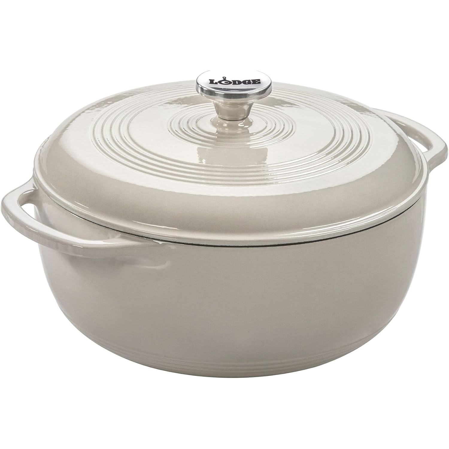 Lodge Essential Enamel Cast Iron Dutch Oven 6 Quarts - Perfect for Bread Baking, Braising, Marinating & Slow Cooking, Features Moisture-Sealing Lid & Dual Handles, Kitchen Essentials, Oyster White