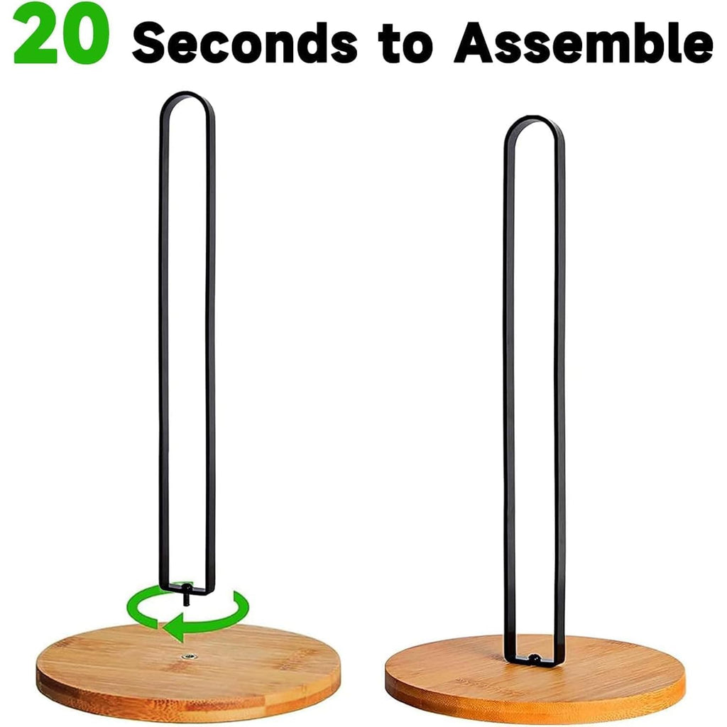 Tonlea Wooden Paper Towel Holder Countertop, Kitchen-Towel-Holder Freestanding With Non-Slip Base For Bathroom