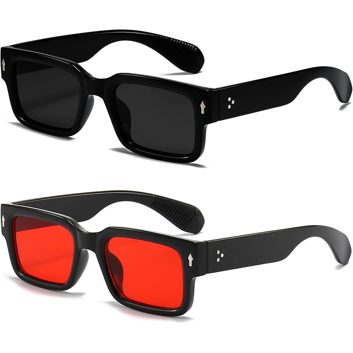 Eylrim Square Frame Sunglasses For Women Men Trendy Chunky Rectangle Sun Glasses Black Shades Uv400 Protection