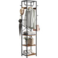 Coat Rack Freestanding, Hall Tree With 3 Shelves And 12 Hooks, Rustic Brown | Industrial Metal Frame, Space-Saving Design, Clothes Rack Stand Organizer For Bedroom, Hallway, Entryway, Office, Living Room