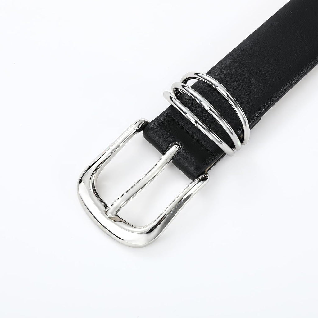 RISANTRY Women's Leather Belts with Gold Buckle Fashion Leather Waist Belt Elegant Ladies Belts for Jeans Gifts for Women