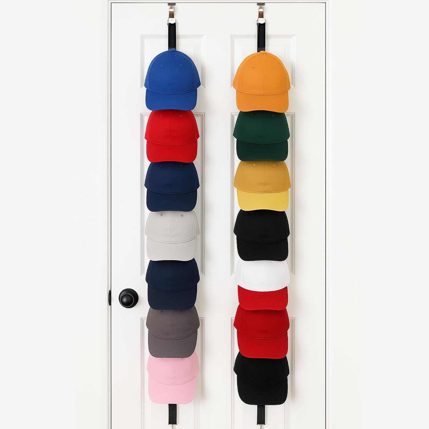 Jokari Over The Door Organizer, 2 Pack, Holds Up To 16 Hats | Hat Rack, Storage System, Men Women, Kids Adjustable Closet Hanger, Hooks, Easy Display, Fits All Hat Styles