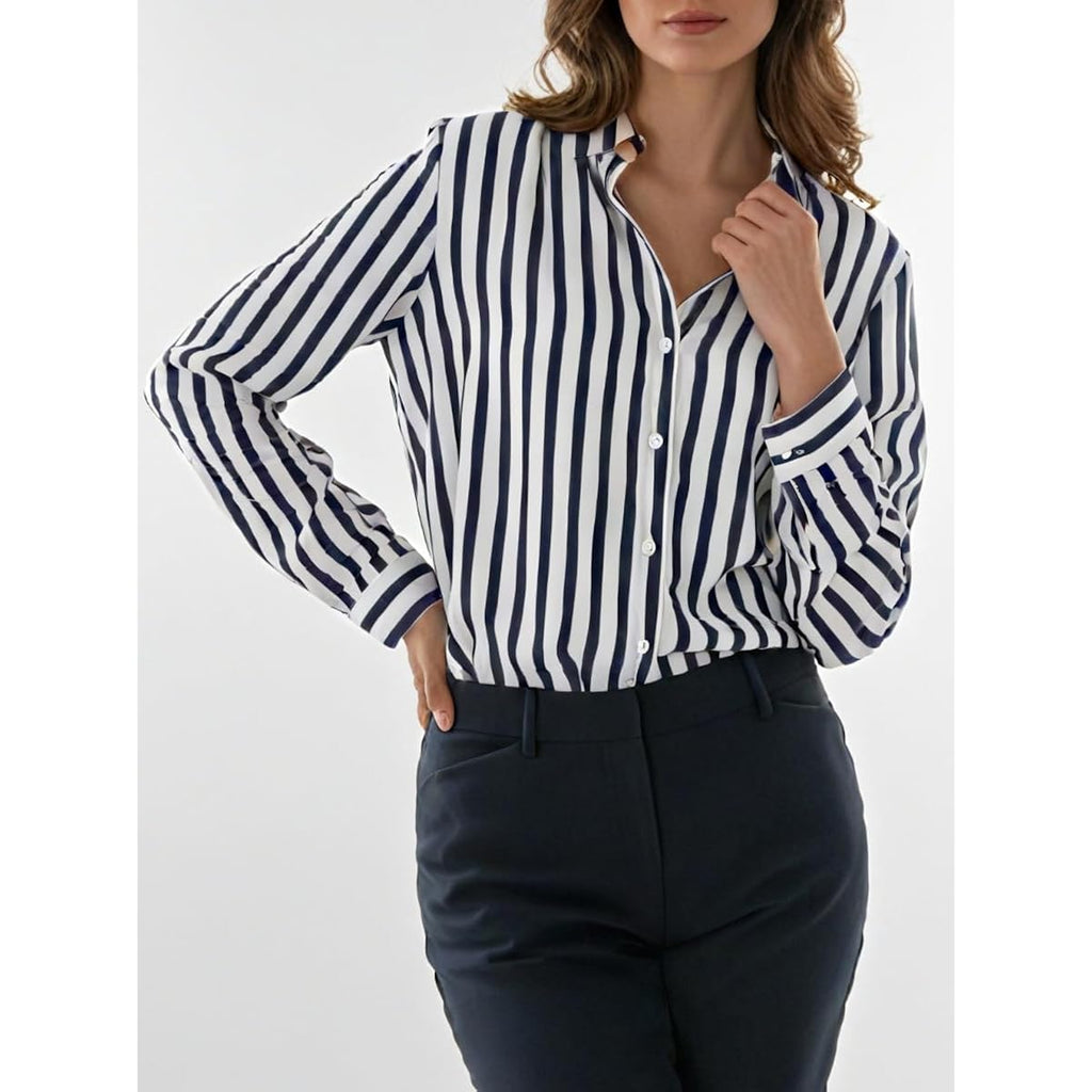 Women’s Long Sleeve Button Down Shirt, Classic Blouse with Pearl Buttons, Casual & Dressy Tops for Women