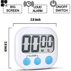 2 Pack Digital Kitchen Timer For Cooking Big Digits Loud Alarm Magnetic Backing Stand Cooking Timers For Baking White