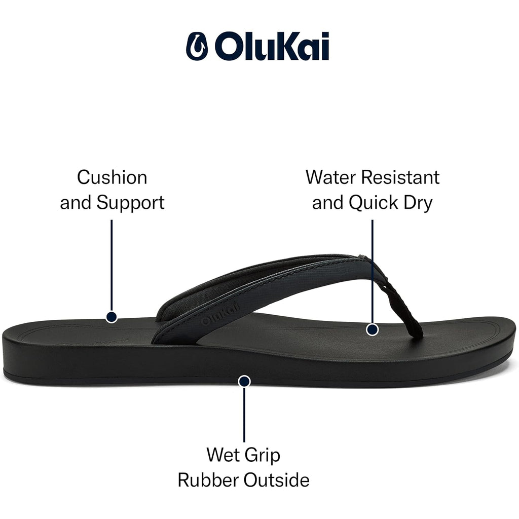 Olukai Uiki Women'S Beach Sandal, Quick-Dry Flip-Flop Slides, Water Resistant, Wet Grip Soles & Compression Molded Footbed