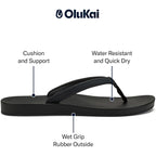 Olukai Uiki Women'S Beach Sandal, Quick-Dry Flip-Flop Slides, Water Resistant, Wet Grip Soles & Compression Molded Footbed