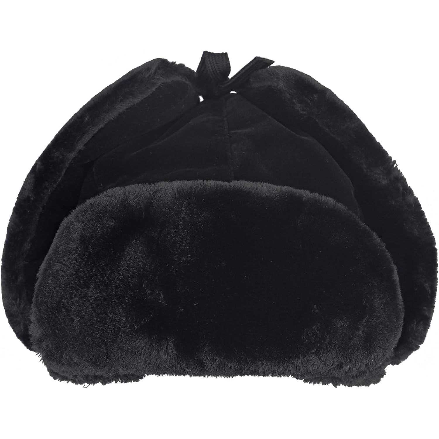 Winter Trapper Hat for Women Men, Faux Fur Windproof Hat with Ear Flaps Warm Russian Ushanka Hunting Cap for Cold Weather Black