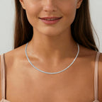 Gemsme 18K White/Yellow Gold Plated 2.0mm Round Cubic Zirconia Classic Tennis Necklace For Women (16-22 Inch)