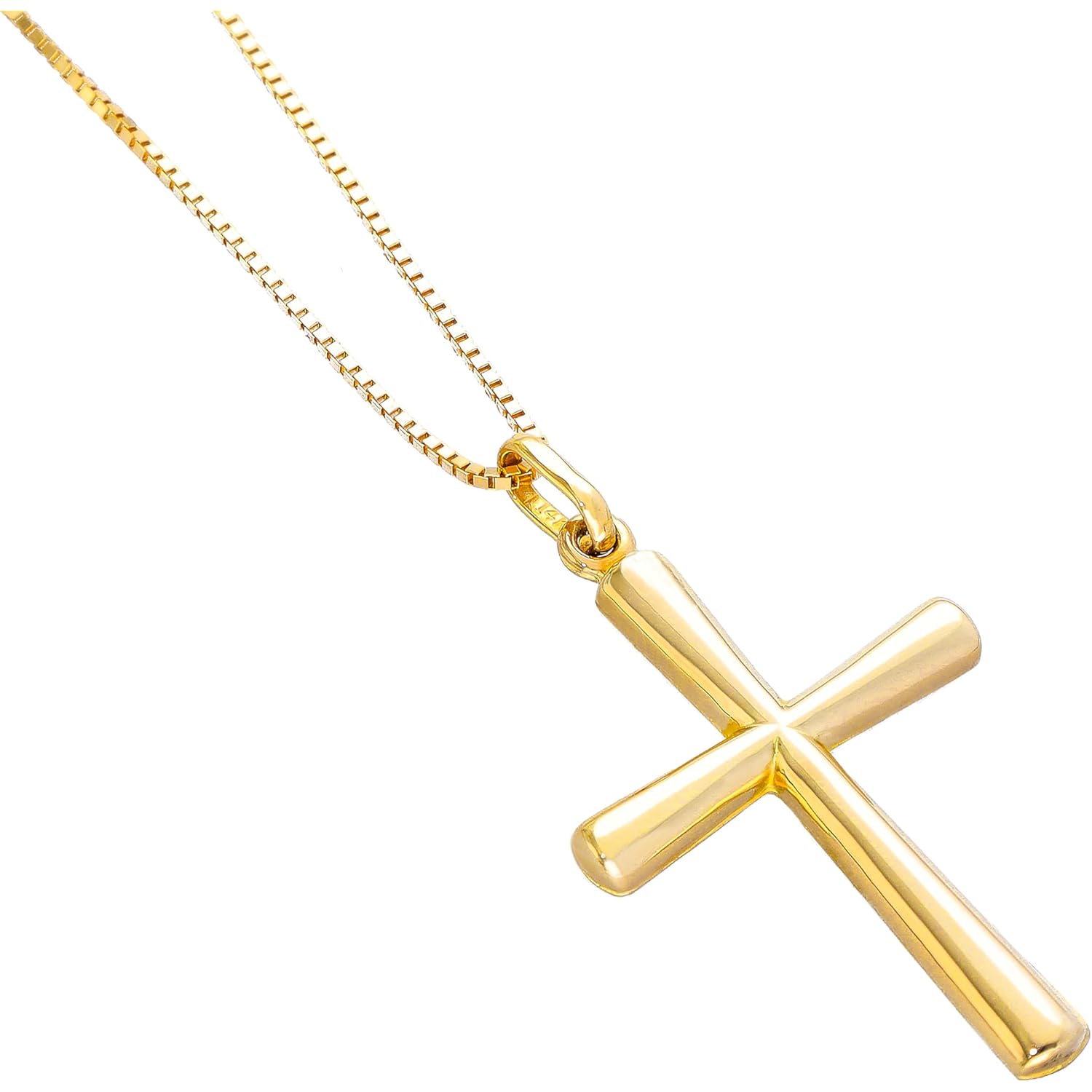 Lucchetta - 14k Gold Italian Authentic Christian Cross Necklace | High Polished Religious Gift