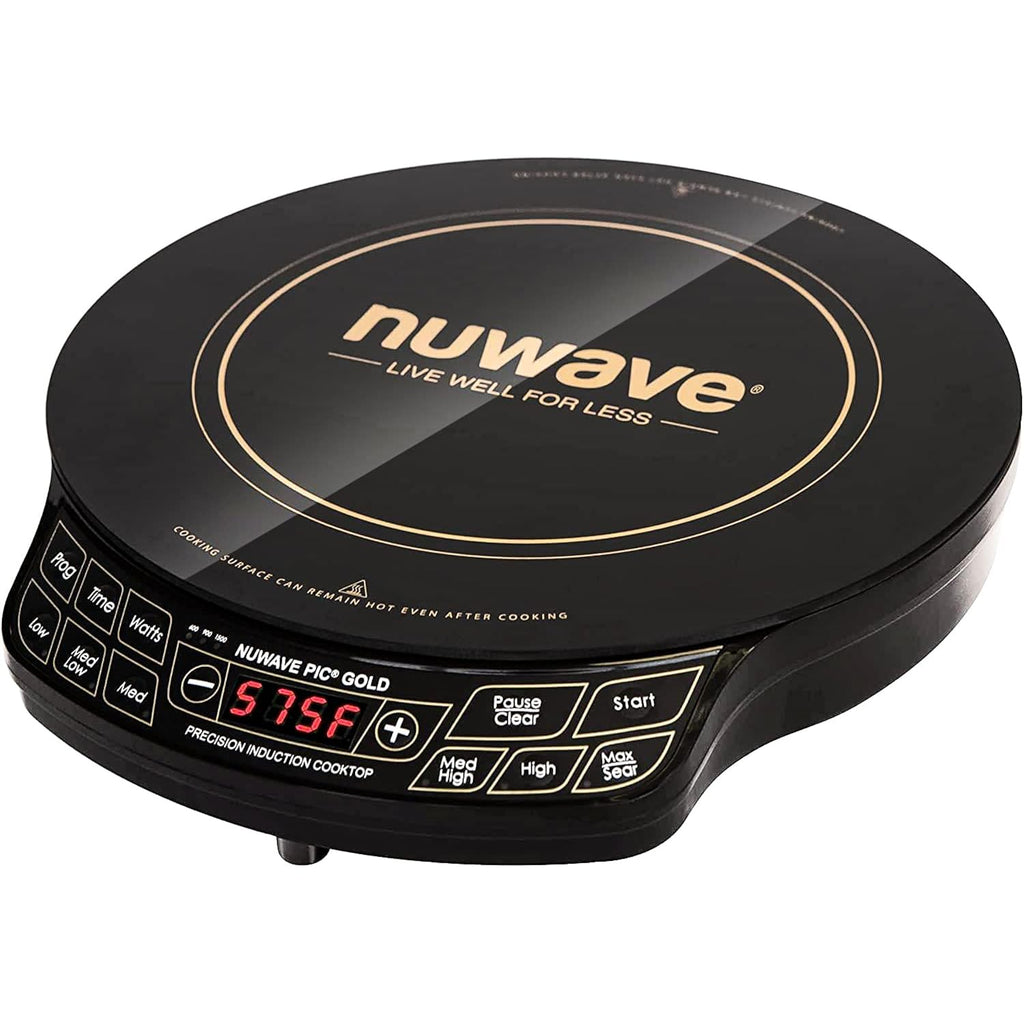 Nuwave Gold Precision Induction Cooktop, Portable, Powerful With Large 8” Heating Coil,100°F To 575°F, 3 Wattage Settings, 12” Heat-Resistant Cooking Surface