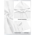Men'S Cotton Linen Shirts Short Sleeve Casual Button Down Hoodies Summer Hawaiian Beach Top With Drawstring