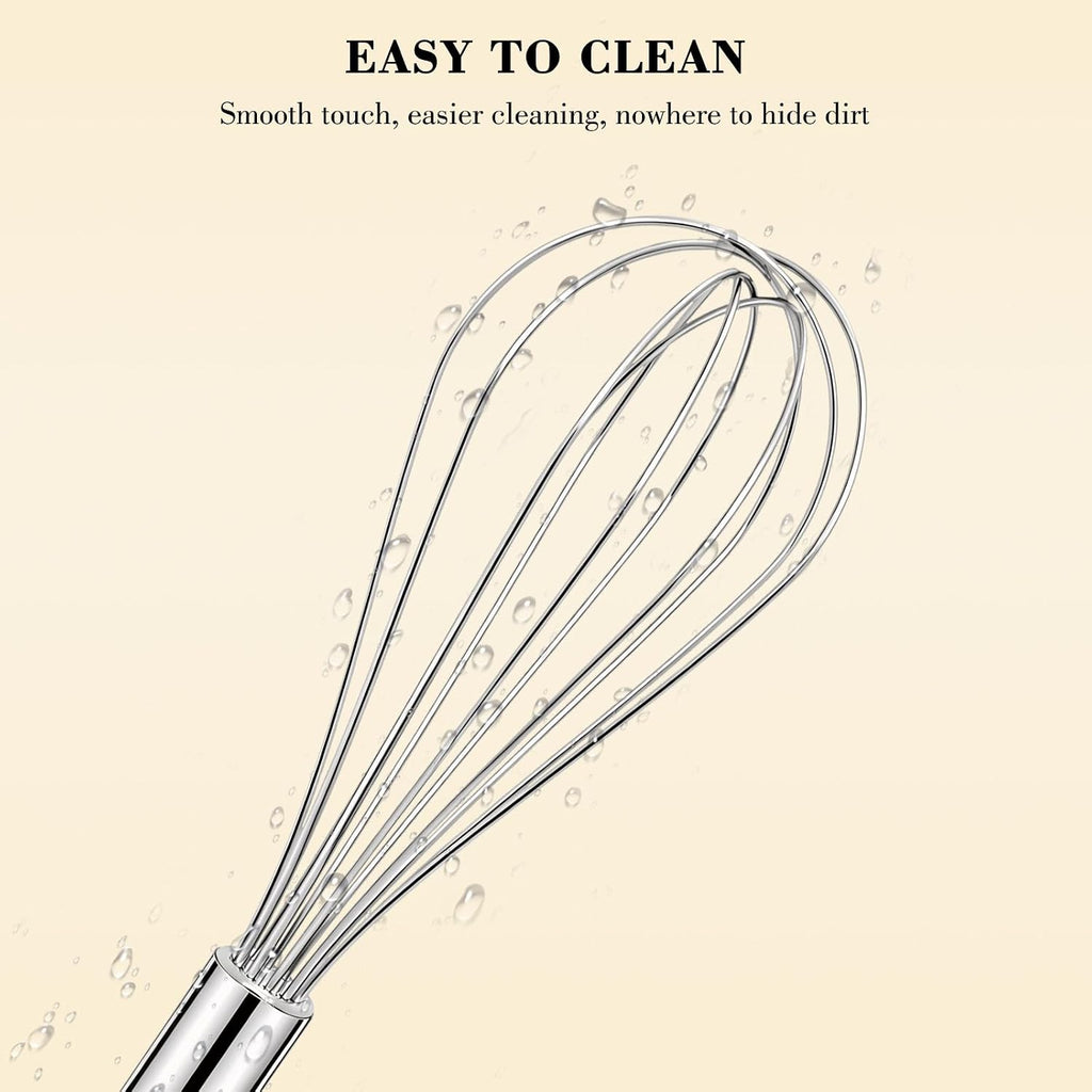 Stainless Steel Whisk Set 8" 10" 12" Kitchen Whisk Balloon Whisk Kitchen Wisk Wire Whisks For Cooking, Whisking, Blending, Beating, Stirring-3 Pack…