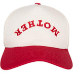 KATYDID Upside-Down Embroidered Trucker Hat for Women & Men – Vintage Two-Tone Snapback Baseball Cap – Trendy, Western Style Red/Tan