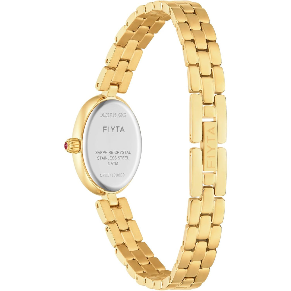 Fiyta Women'S Watch - Elegant Gold Small Oval Vintage Watch With Sapphire Crystal; Ruby-Inlaid Crown, 316L Stainless Steel Dainty Jewelry Bracelet, Timeless Gift For Her