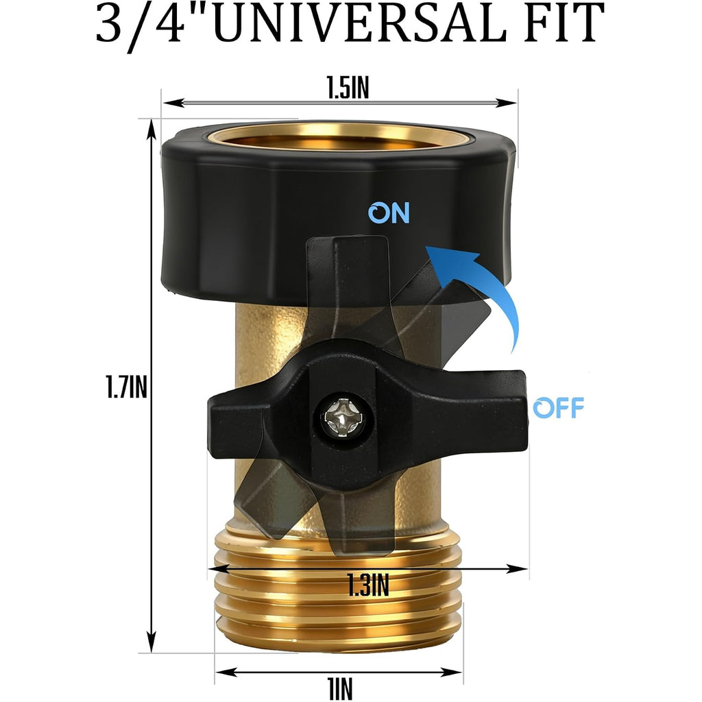 Hourleey Garden Hose Shut Off Valve, 2 Pack Heavy Duty 3/4 Inch Solid Garden Hose Shut Off Valve With 4 Extra Rubber Washers