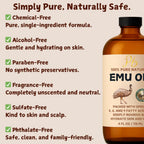 Pomberries Emu Oil, 100% Pure Australian Emu Oil – Refined & Unscented – Natural Moisturizer For Hair, Skin, Face & Body – Helps With Scars, Dry Skin & Massage – 4 Fl Oz Glass Bottle