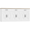 Hostack 71"W Farmhouse Kitchen Sideboard Buffet Cabinet With Storage, White | Large Coffee Bar Cabinet With 3 Wide Drawers, Long Buffet Table With Shelves, Kitchen Storage Cabinet For Dining Room