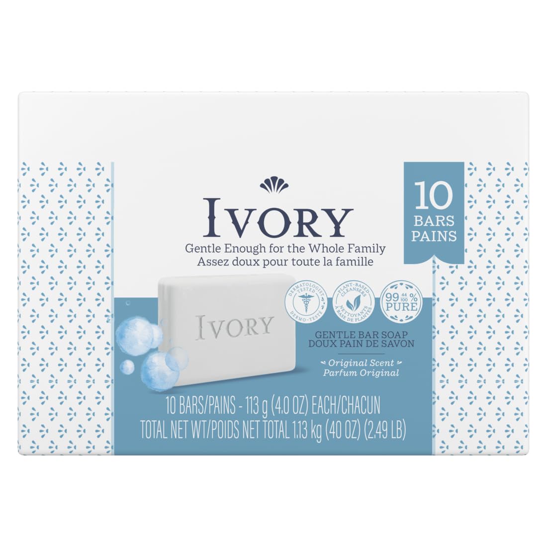 Ivory Clean Original Bar Soap, 4 Ounce, 10 Count (Pack Of 2) Total 20 Bars