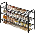 Linzinar Shoe Rack Long 3 Tier Metal Shoe Organizer Metal Wide Shoe Shelf For Closet Entryway Bedroom Large Capacity Black
