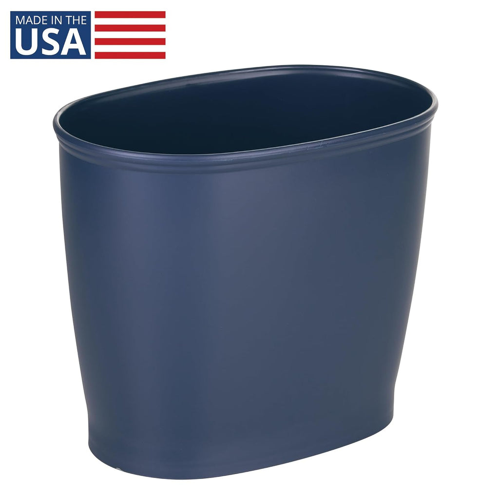 Idesign Slim Plastic Bathroom Trash Can, Navy Blue | Small, For Bedroom, Office, Desk, Dorm