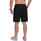 Puimentiua Mens Line Cotton Shorts Casual, Business Casual Summer Beach Golf Shorts With Elastic Drawstring Waist
