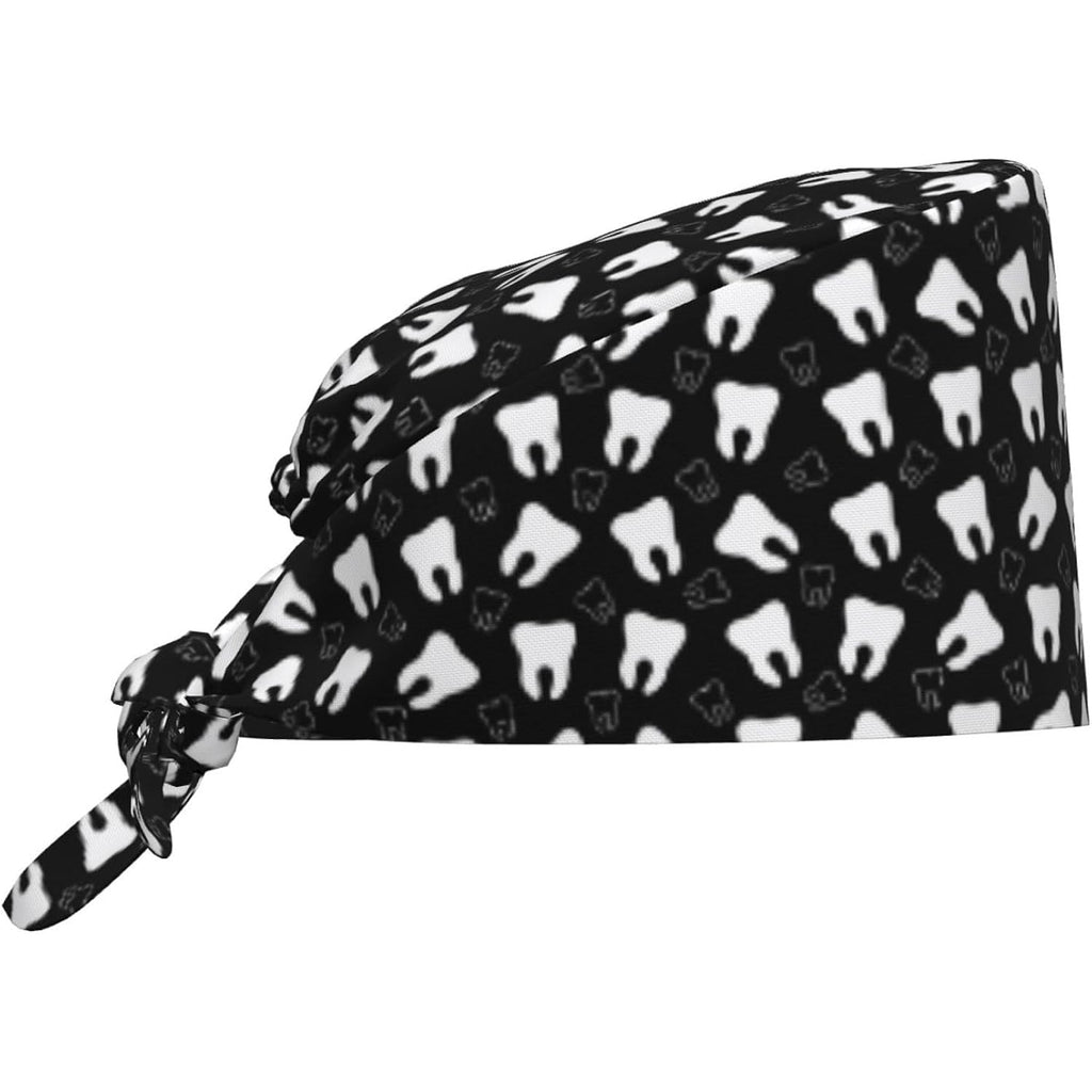 WILL BUDXEG Working Cap with Sweatband for Women Men, Adjustable Cleaning Working Hats, Nurse Surgical Caps(Tie Back) Black20
