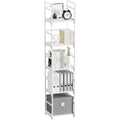 Fiducial Home 5 Tiers Narrow Bookshelf White Skinny Open Book Shelf | Slim Thin Small Spaces For Space Saving, Easy To Assemble, 12"L X 10"W X 57.2"H