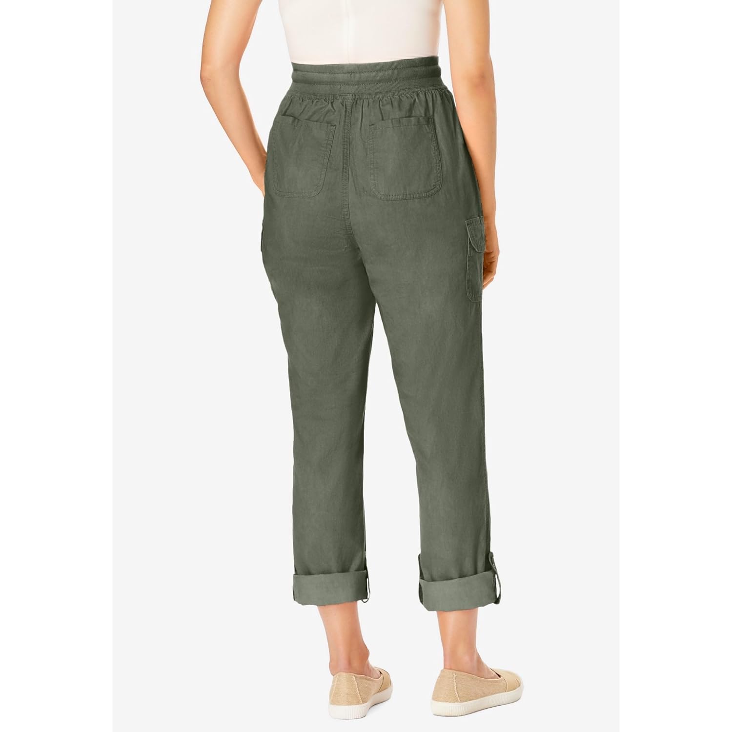 Plus Size Convertible 2-in-1 Cargo Pant & Capri Elastic Waist
