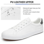 Fracora Mens White Tennis Shoes Low Top Fashion Sneakers Pu Leather Casual Shoe For Men