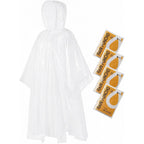 Saphirose Disposable Rain Ponchos For Adults, 4 Pack Family Pack Clear Emergency Hooded Raincoat For Travel Camping