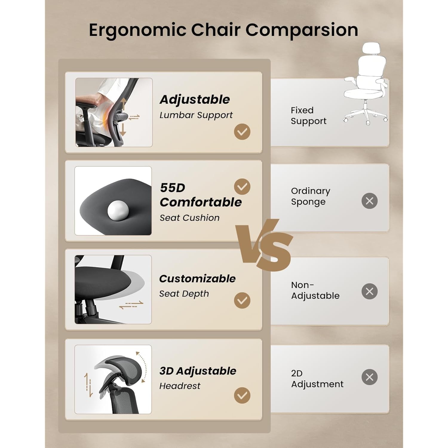 Protoarc Ec200 Ergonomic Office Chair With Adjustable Seat Depth