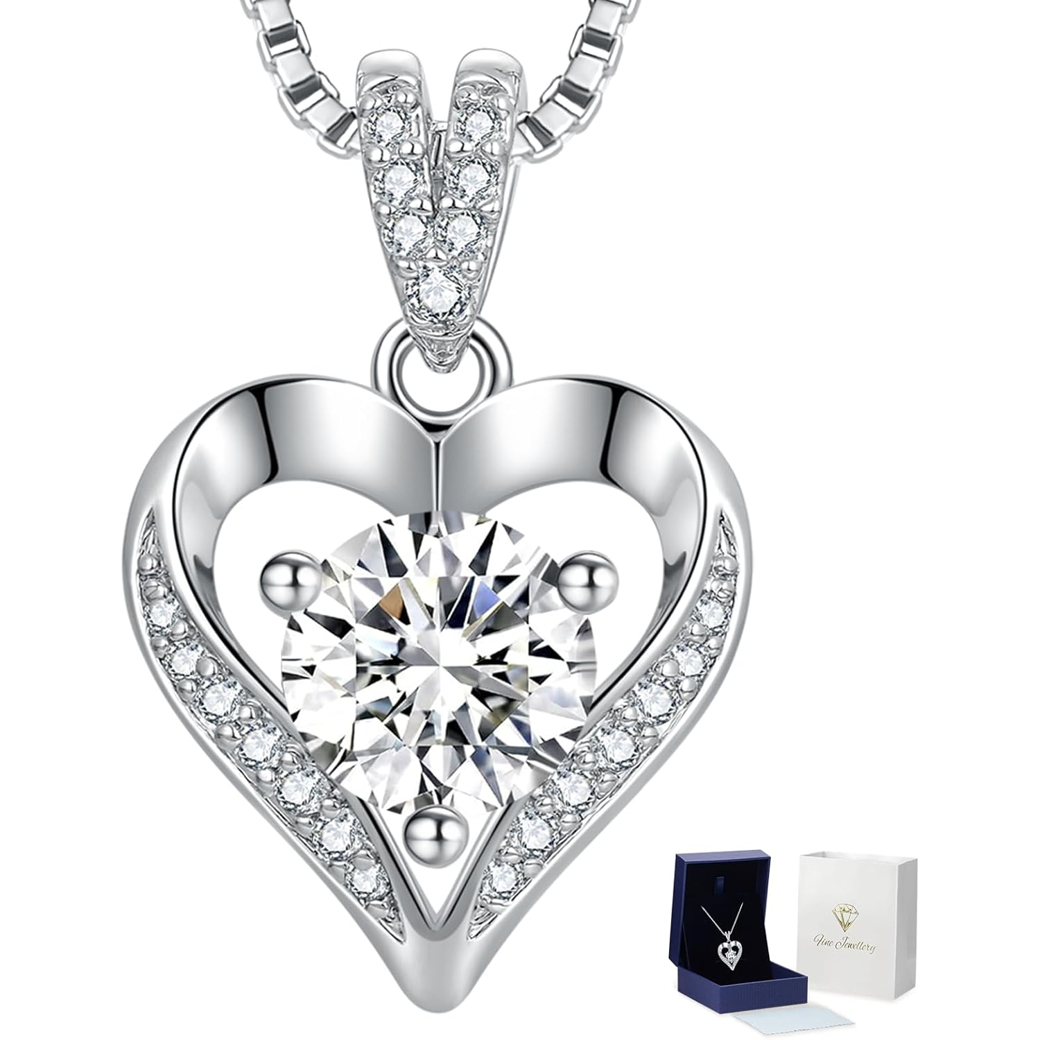 KRZ 1-3CT Moissanite Heart Necklaces for Women Wife, S925 'I LOVE YOU' Women's Jewelry, Anniversary Birthday Gifts for Women, Birthday Gift Ideas for Wife, Women's Necklaces for Her Girlfriend