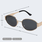 livho Retro Polarized Sunglasses - UV400 Protection, Oval Shape, Metal Frames - Matching Soft Case Inlcuded