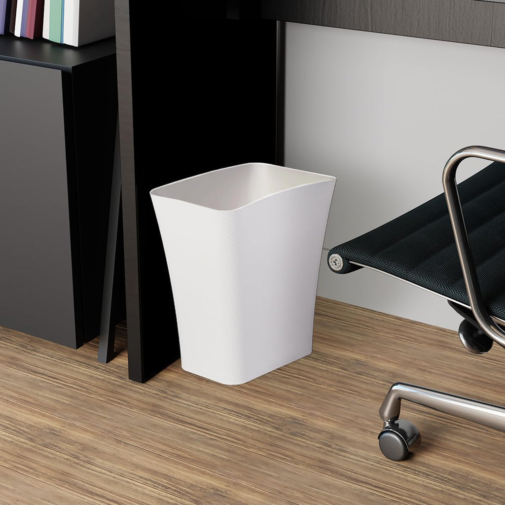Clorox Textura Slim Trash Can - 3.1 Gallon Small Waste Basket for Narrow Spaces - Skinny Plastic Garbage Bin for Bathroom, Bedroom, or Office, White