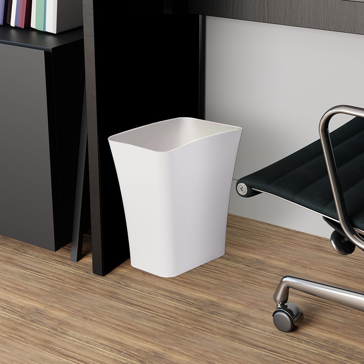 Clorox Textura Slim Trash Can - 3.1 Gallon Small Waste Basket for Narrow Spaces - Skinny Plastic Garbage Bin for Bathroom, Bedroom, or Office, White