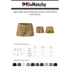 Women's Casual Body Enhancing Comfort Cuffed Shorts - Stretchy Mid-Rise Chino Style Shorts with Pockets