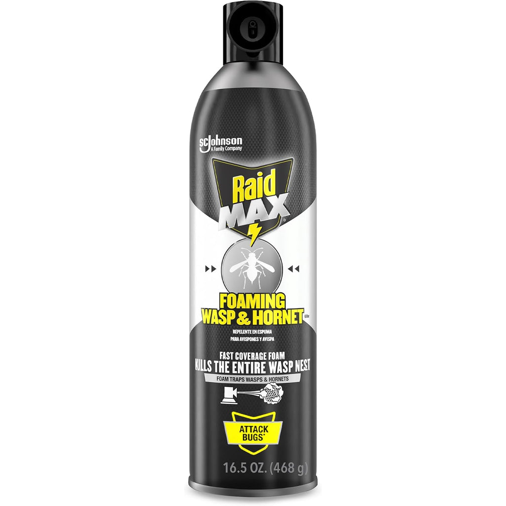 Raid Max Foaming Wasp & Hornet Killer, Fast Coverage Foam, Outdoor Bug Spray, 16.5 Oz