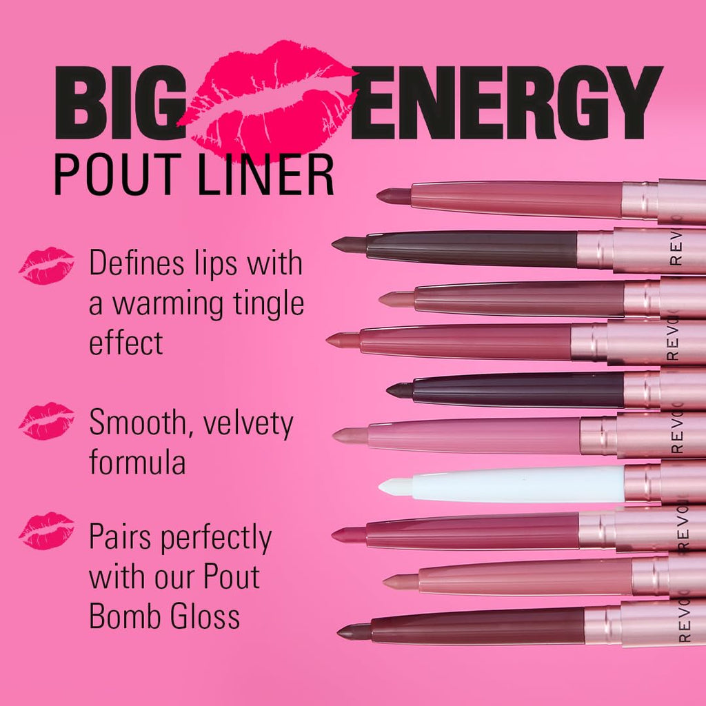 Revolution Beauty London, Pout Bomb Plumping Lip Liner, Long-Lasting Lip Shaper with Hyaluronic Acid & Vitamin E, Vegan & Cruelty-Free, Espresso Cool Nude & Brown