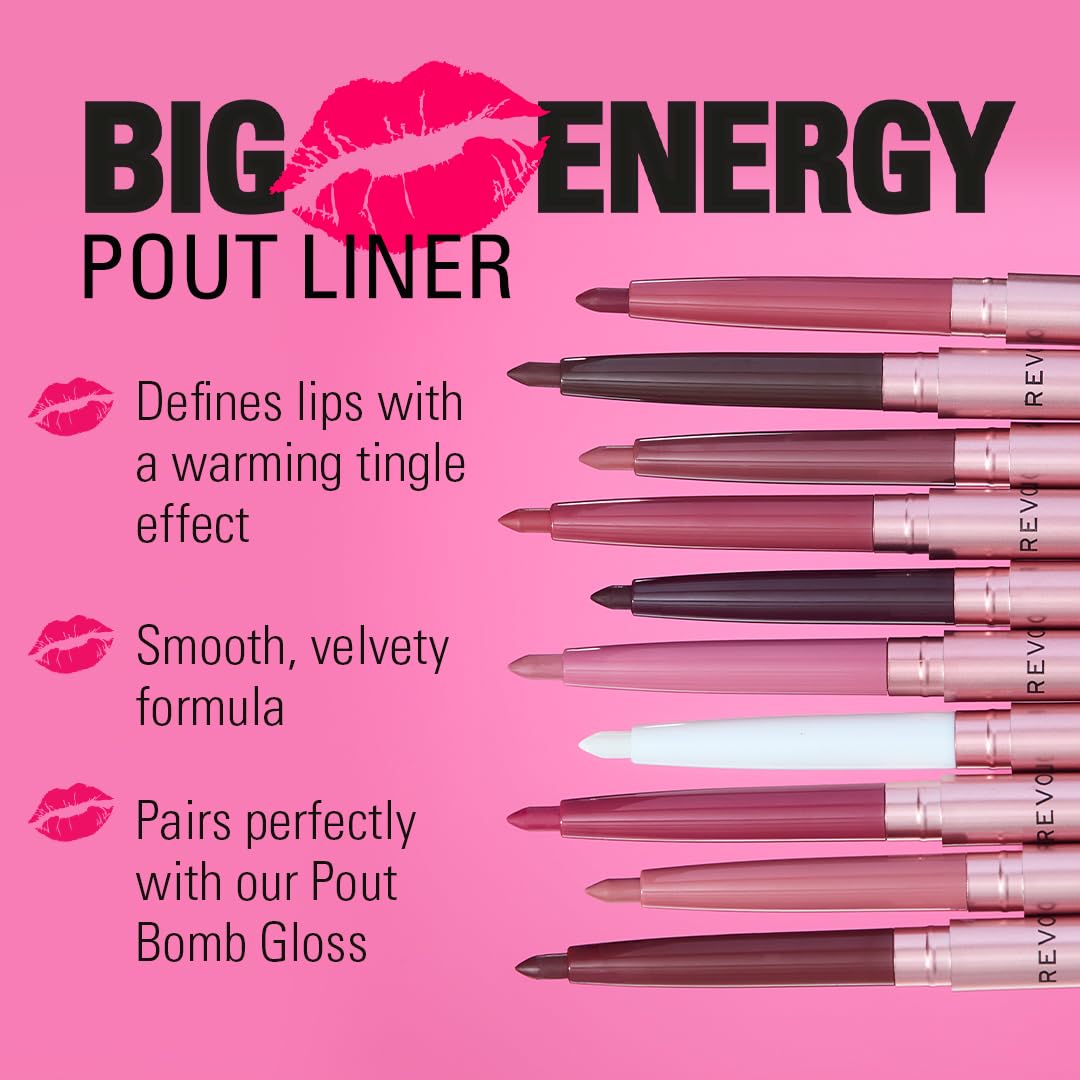 Revolution Beauty London, Pout Bomb Plumping Lip Liner, Long-Lasting Lip Shaper with Hyaluronic Acid & Vitamin E, Vegan & Cruelty-Free, Espresso Cool Nude & Brown