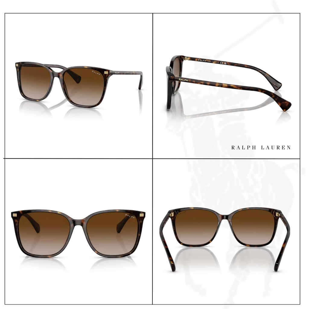 Ralph Lauren Vvcv RA5293 Square Sunglasses for Women +BUNDLE with ACCESSORY EYEWEAR KIT Shiny Dark Havana / Gradient Brown