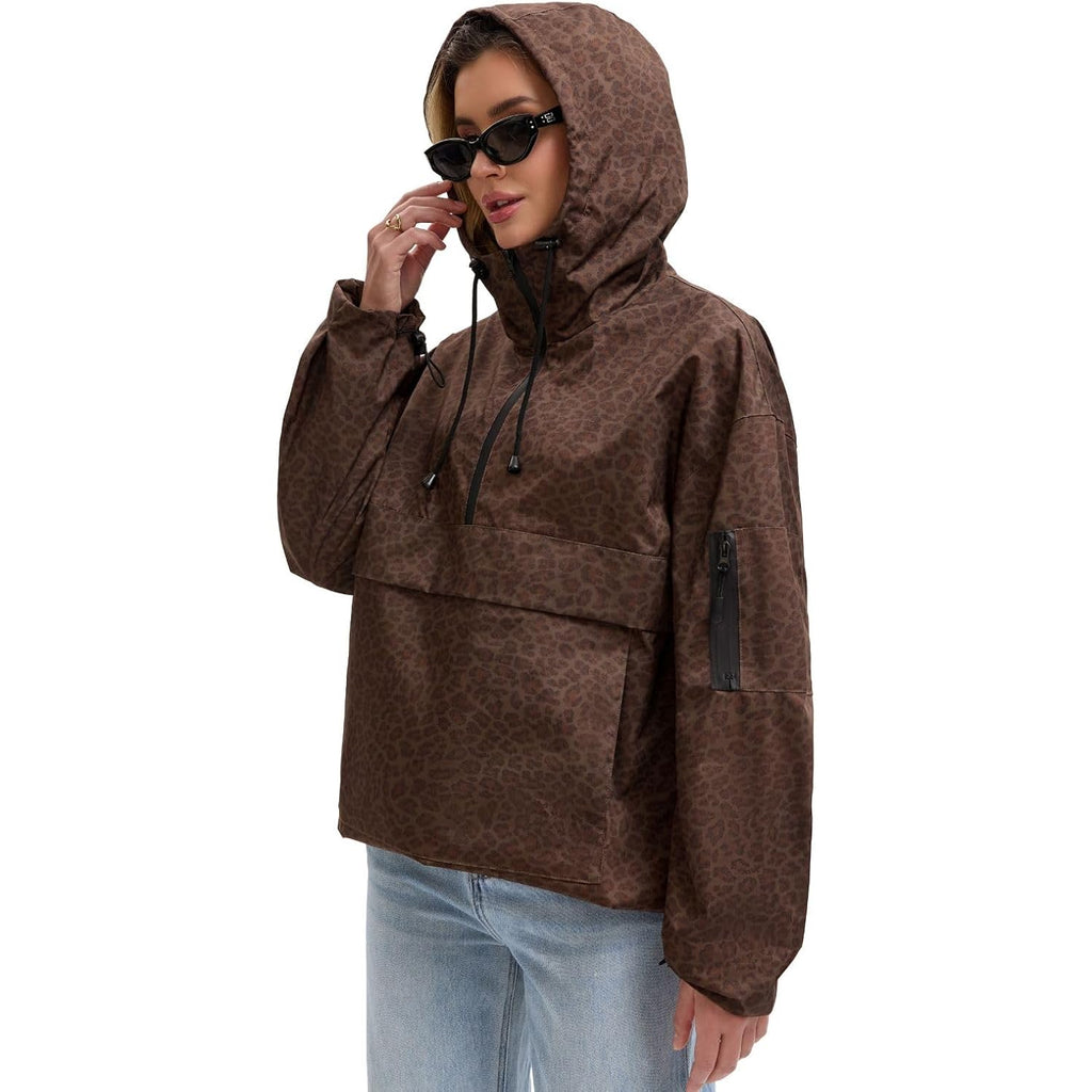 Puffit Rain Jacket Women, Women’S Lightweight Anorak Pullover Hoodie Jacket, Water-Resistant