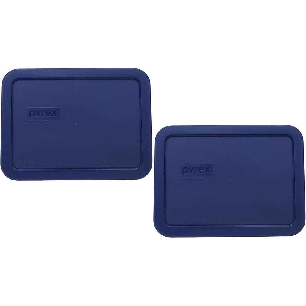 Pyrex 7210-Pc (3-Cup) Blue Food Storage Lid (2-Pack) - Made In Usa | Bpa-Free Plastic | Rectangle Shape | Replacement Cover | Designed For 7210 Glass Dish | Dishwasher Safe