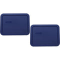 Pyrex 7210-Pc (3-Cup) Blue Food Storage Lid (2-Pack) - Made In Usa | Bpa-Free Plastic | Rectangle Shape | Replacement Cover | Designed For 7210 Glass Dish | Dishwasher Safe