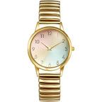 Avaner Women's Stretch Band Watches: Ladies Elastic Strap Gold-Tone Easy Reader Colorful Dial Analog Quartz Bangle Wrist Watch