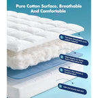 Fracho Cotton Mattress Topper Queen Size, Extra Thick Pillow Top Mattress Pad Cover With Breathable Pure Cotton Surface, Cooling Plush Bed Topper For Back Support, 8-21" Elastic Deep Pocket, White