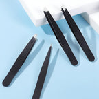 4-Piece Professional Tweezers Set, Tweezers for Eyebrows, Facial Hair, Splinter & Ingrown Hair Removal, Precision Tip with Travel Bag,Gift for Women Men