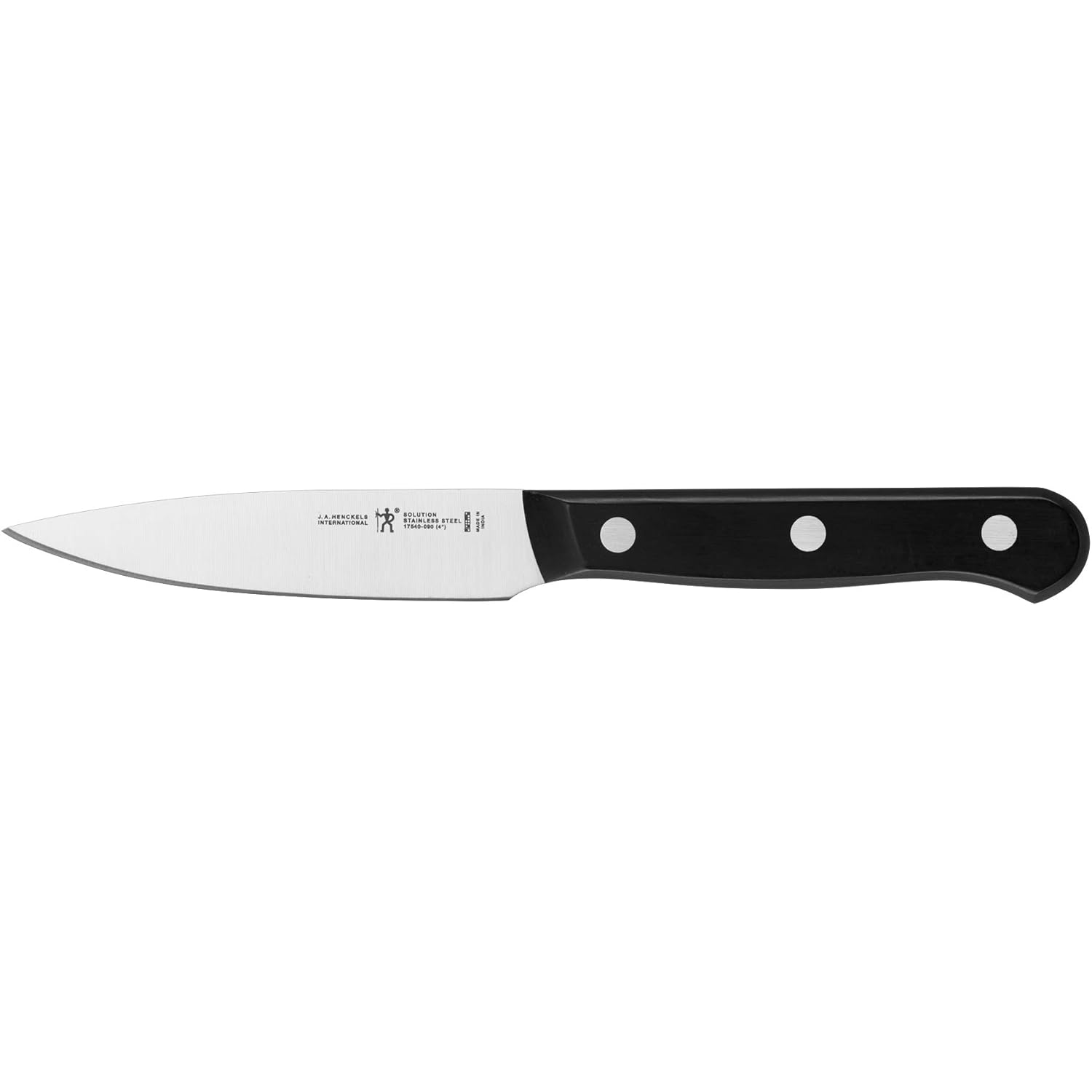 HENCKELS Solution Razor-Sharp 4-inch Compact Chef Knife, German Engineered Informed by 100+ Years of Mastery, Black/Stainless Steel