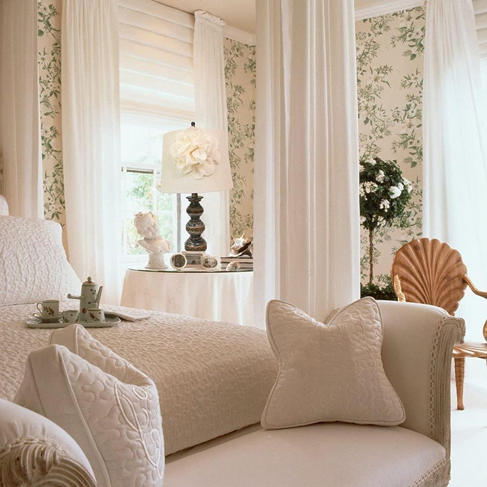 Elegant Designs Lt3097-Wht Stacked Ball Lamp With Couture Linen Flower Shade, Aged Bronze