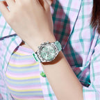 OLEVS Luxury Diamond Small Female Watches - Stainless Steel Bracelet, Waterproof Business Dress Analog Luminous Date Ladies Watches