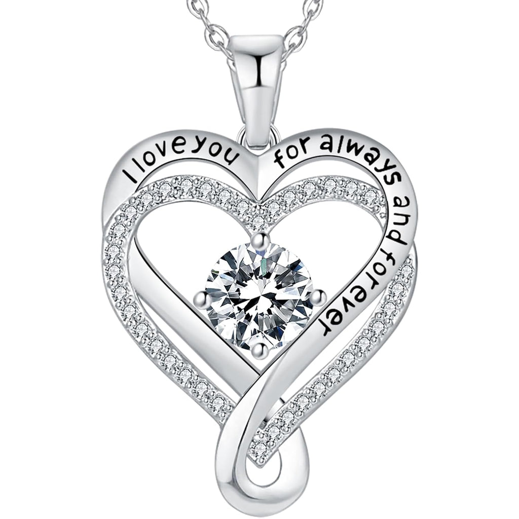 Jewelry for Women Wife Infinity Heart Birthstone I Love You Necklace S925 Anniversary Women Necklaces for Her Wife Birthday Gift Ideas, Birthday Present for Girlfriend Mom Daughter Sterling Silver